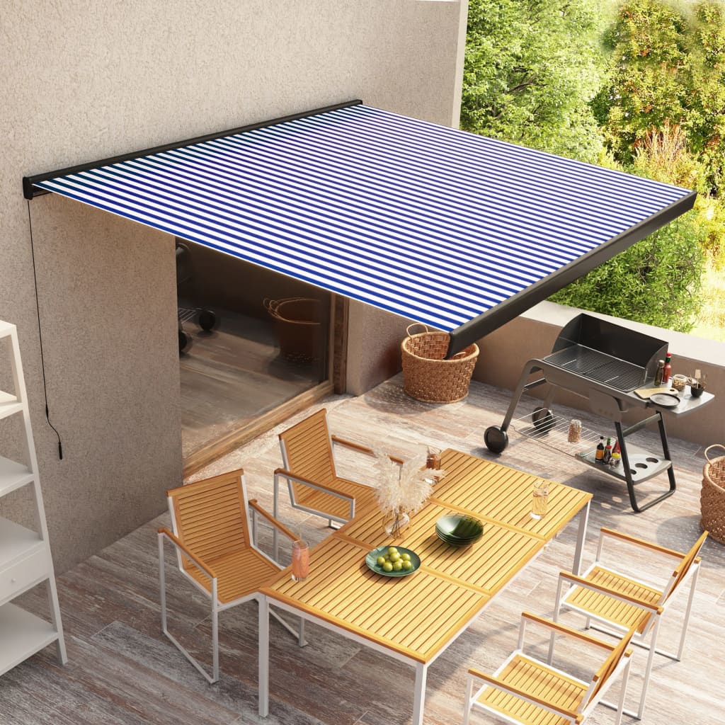 Berkfield Manual Cassette Awning 300x250 cm Blue and White