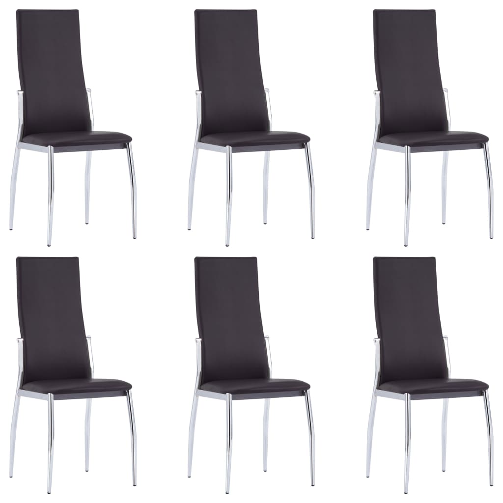 Berkfield Dining Chairs 6 pcs Brown Faux Leather