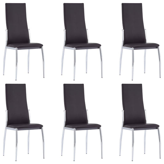 Berkfield Dining Chairs 6 pcs Brown Faux Leather