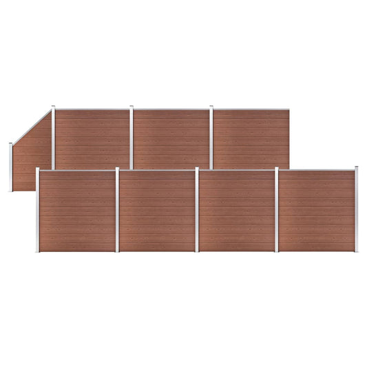 Berkfield WPC Fence Set 7 Square + 1 Slanted 1311x186 cm Brown