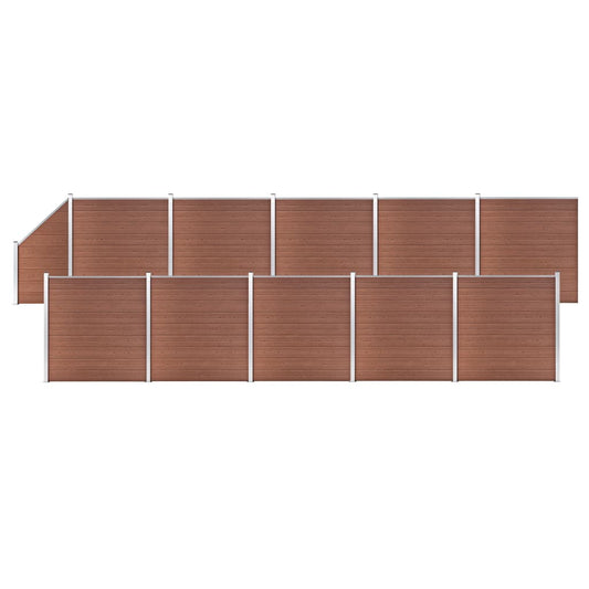 Berkfield WPC Fence Set 10 Square + 1 Slanted 1830x186 cm Brown