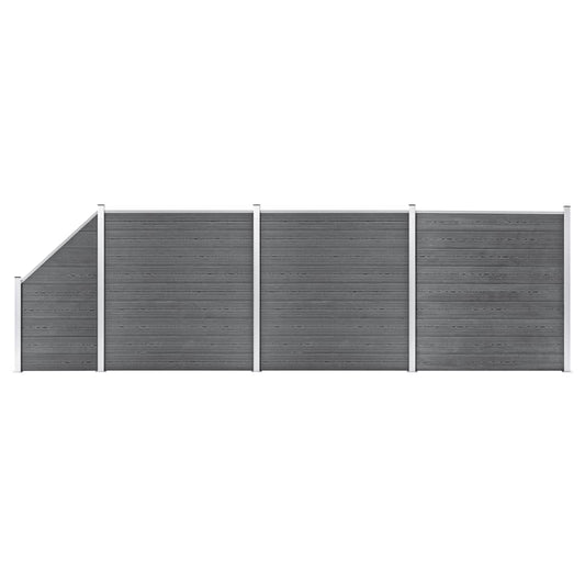 Berkfield WPC Fence Set 3 Square + 1 Slanted 619x186 cm Grey