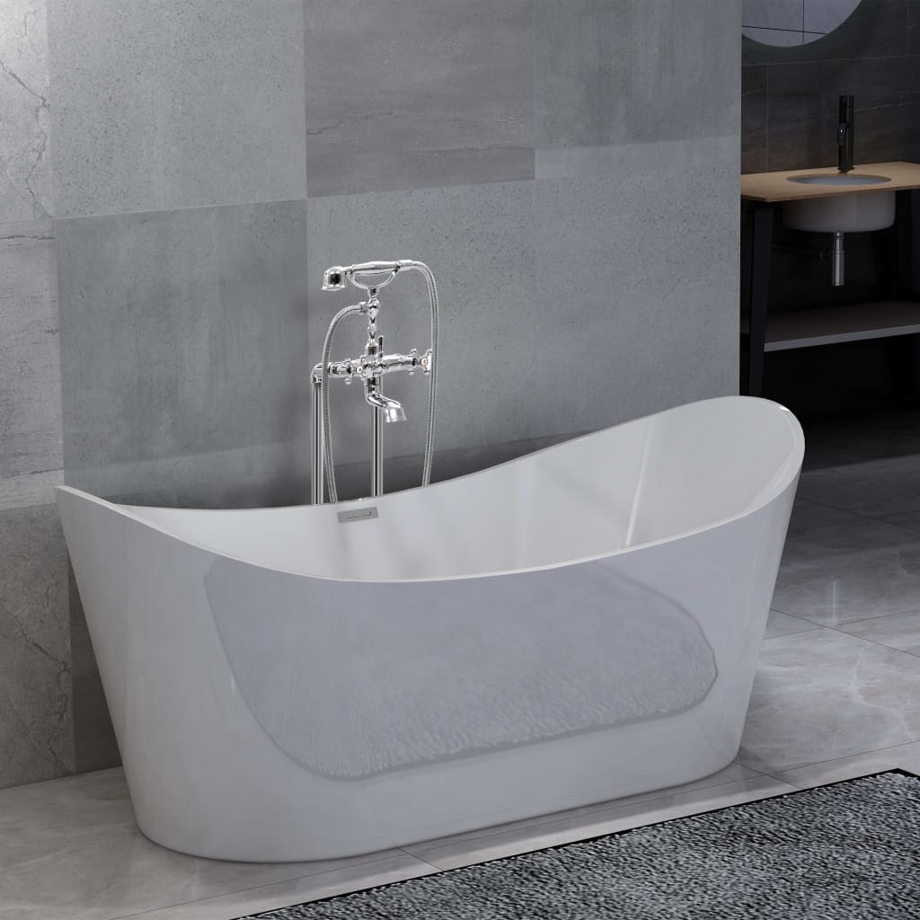 Berkfield Freestanding Bathtub and Faucet 204 L 99.5 cm Silver