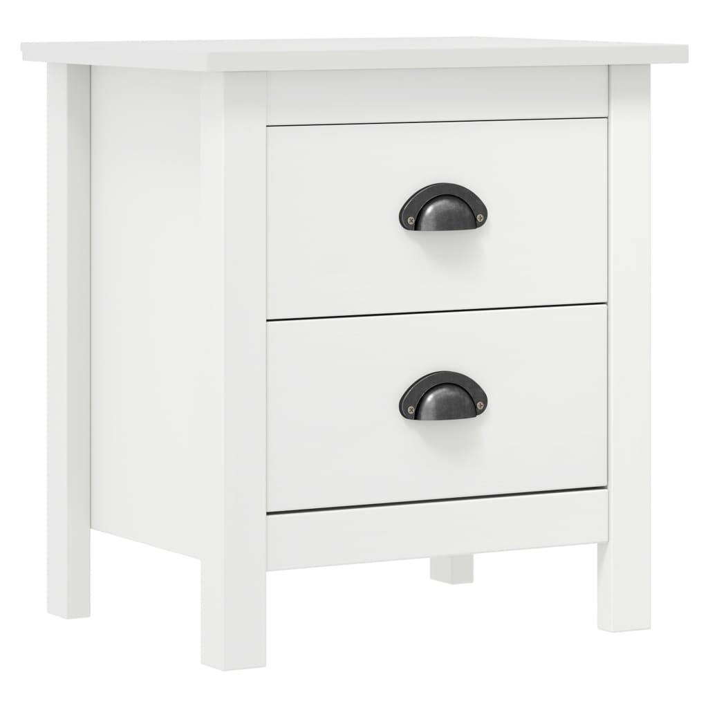 Berkfield Bedside Cabinet Hill White 46x35x49.5 cm Solid Pine Wood