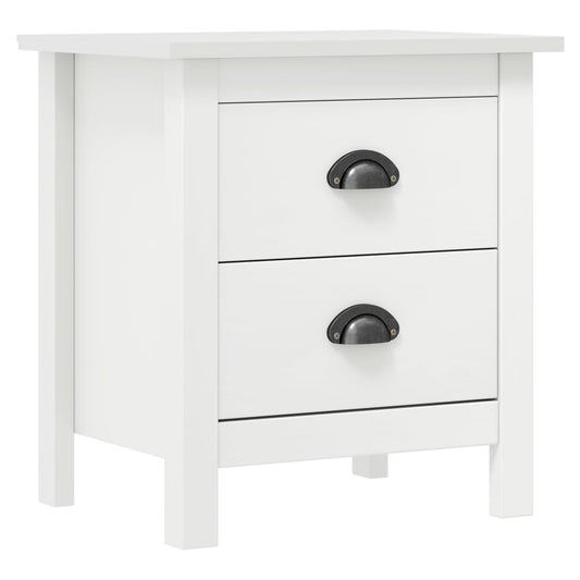 Berkfield Bedside Cabinet Hill White 46x35x49.5 cm Solid Pine Wood