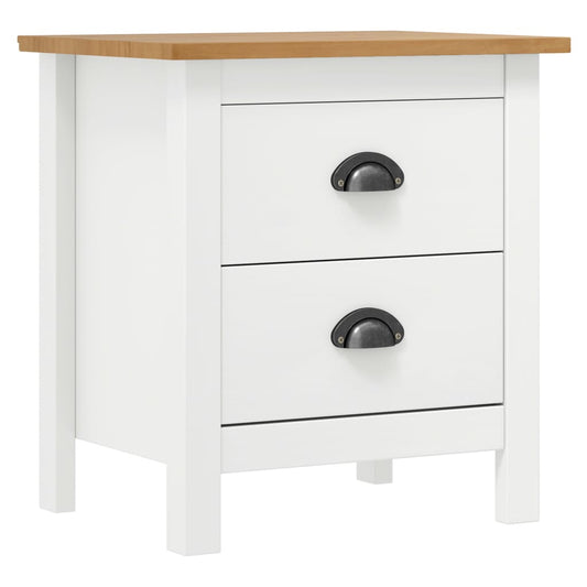 Berkfield Bedside Cabinet Hill White 46x35x49.5 cm Solid Pine Wood