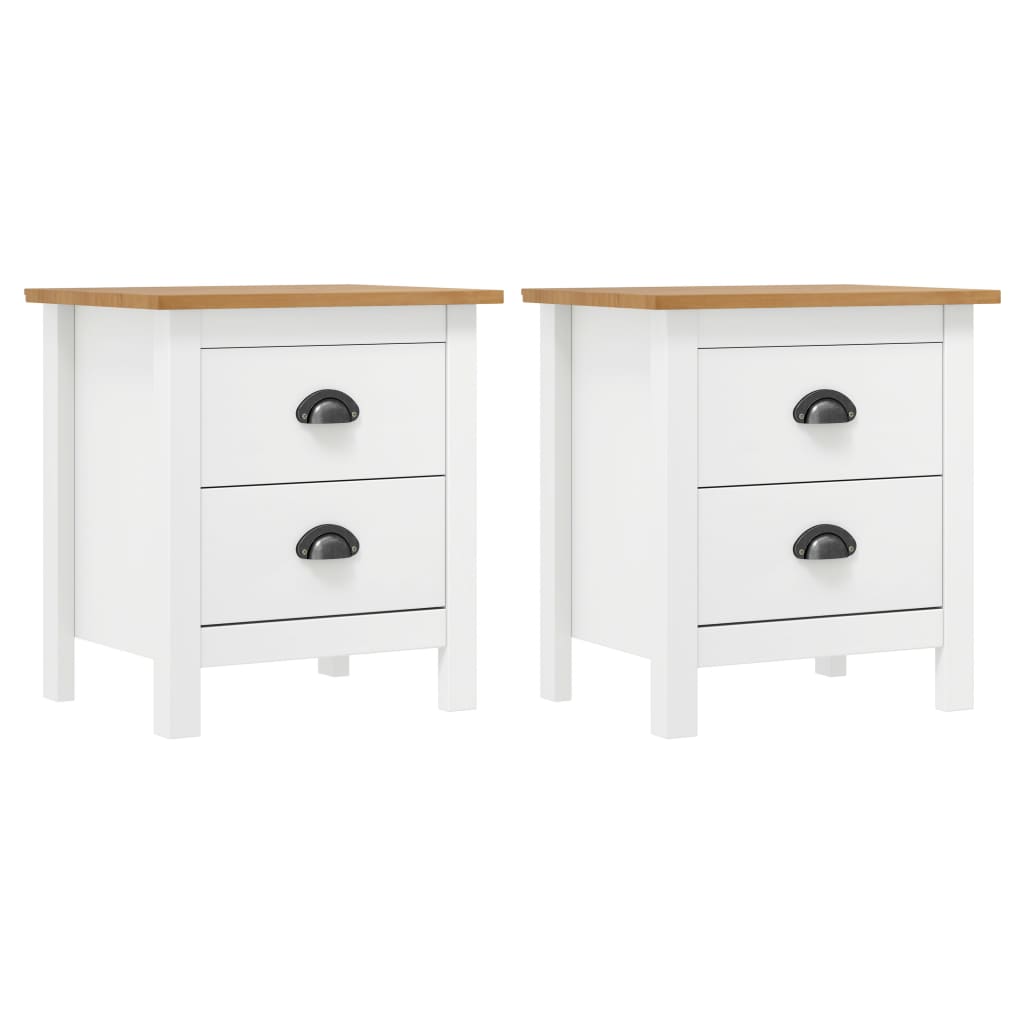 Berkfield Bedside Cabinet Hill 2 pcs White 46x35x49.5 cm Solid Pine Wood