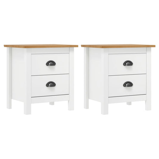 Berkfield Bedside Cabinet Hill 2 pcs White 46x35x49.5 cm Solid Pine Wood