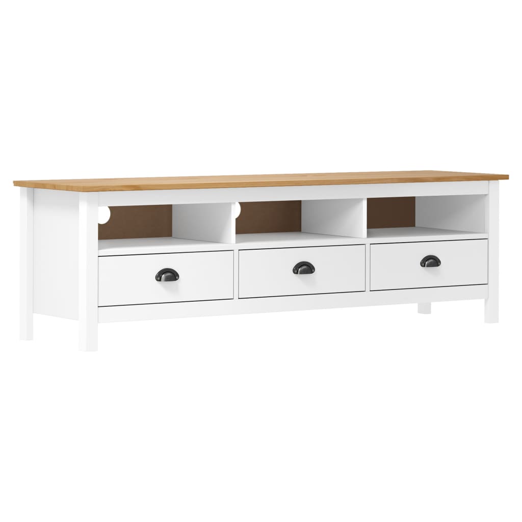 Berkfield TV Cabinet Hill White 158x40x47 cm Solid Pine Wood