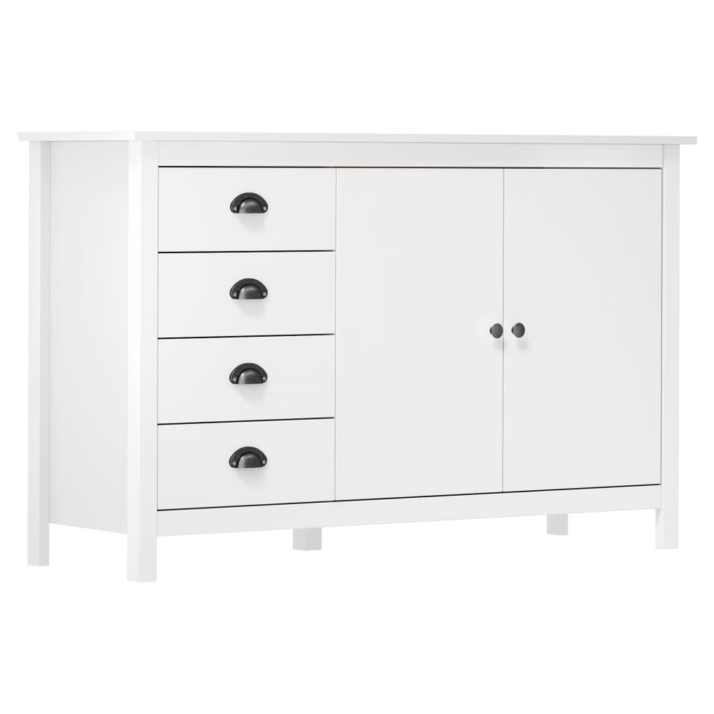 Berkfield Sideboard Hill White 130x40x80 cm Solid Pine Wood