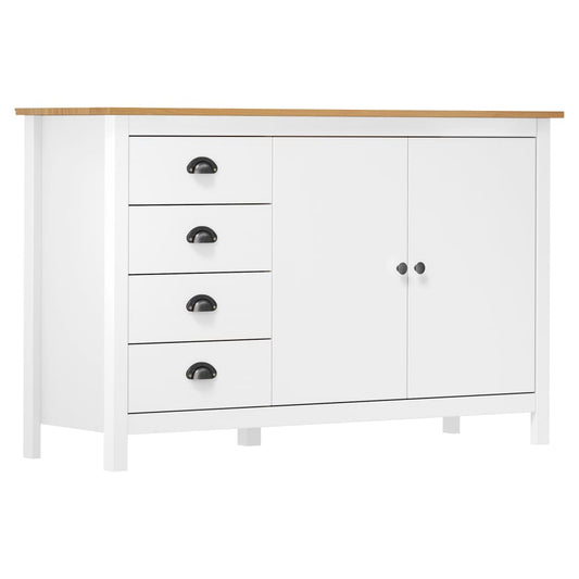 Berkfield Sideboard Hill White 130x40x80 cm Solid Pine Wood