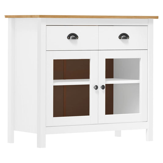 Berkfield Sideboard Hill White 90x40x80 cm Solid Pine Wood