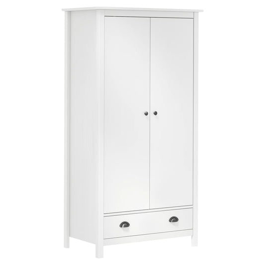Berkfield 2-Door Wardrobe Hill White 89x50x170 cm Solid Pine Wood