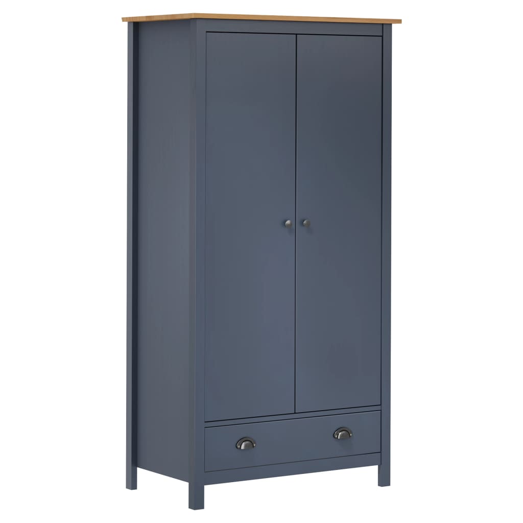 Berkfield 2-Door Wardrobe Hill Grey 89x50x170 cm Solid Pine Wood