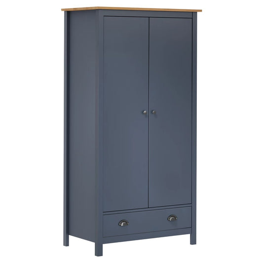 Berkfield 2-Door Wardrobe Hill Grey 89x50x170 cm Solid Pine Wood