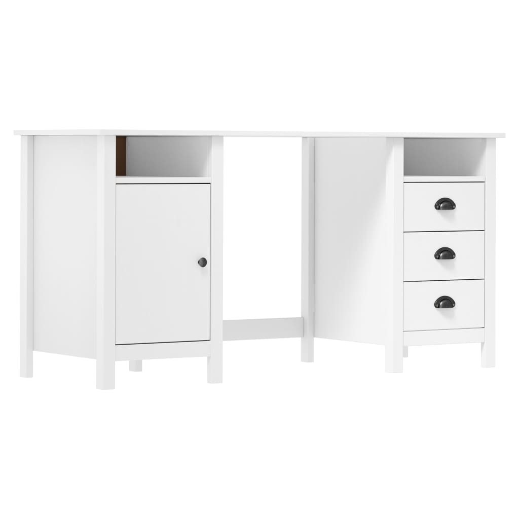 Berkfield Desk Hill White 150x50x74 cm Solid Pine Wood
