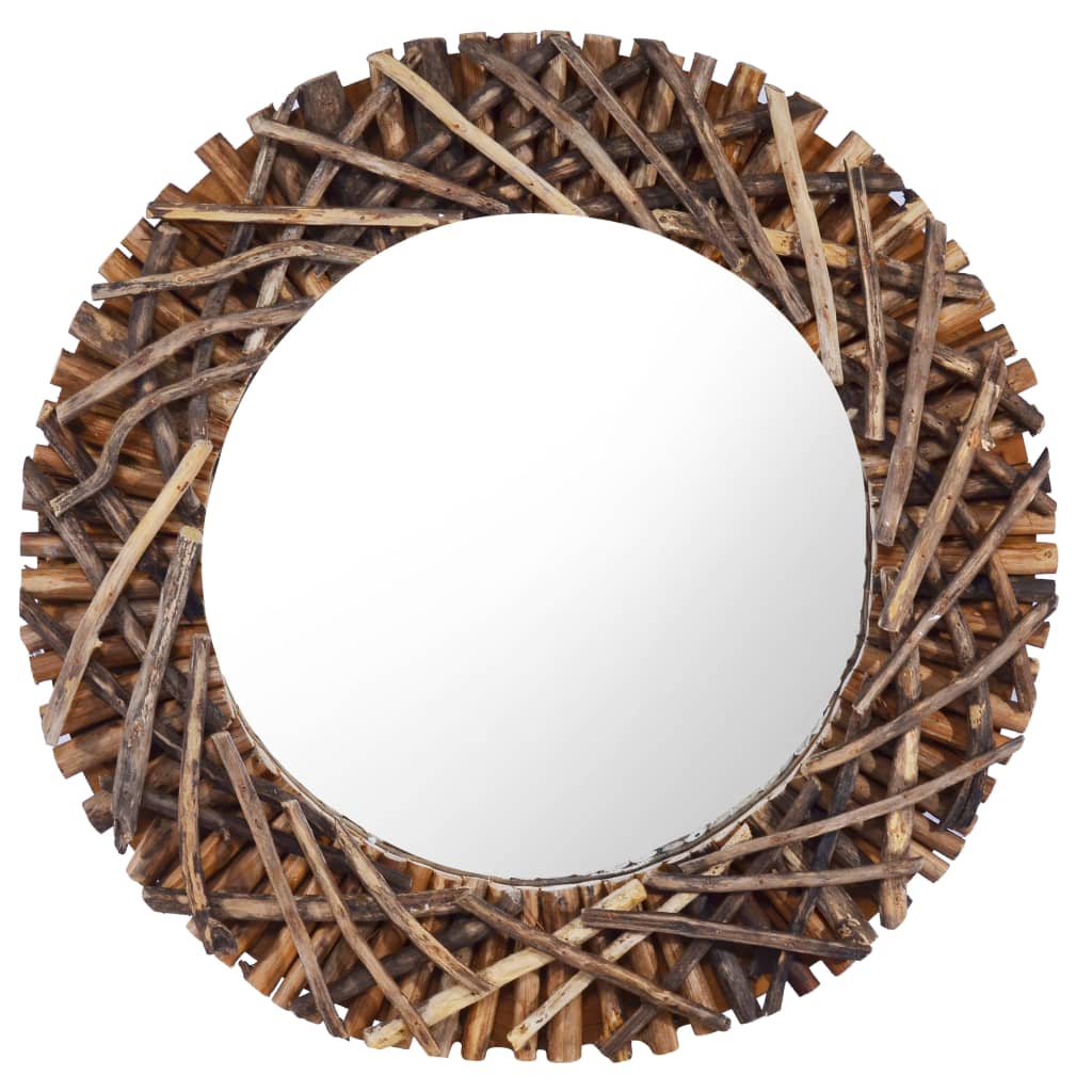 Berkfield Wall Mirror 60 cm Teak Round