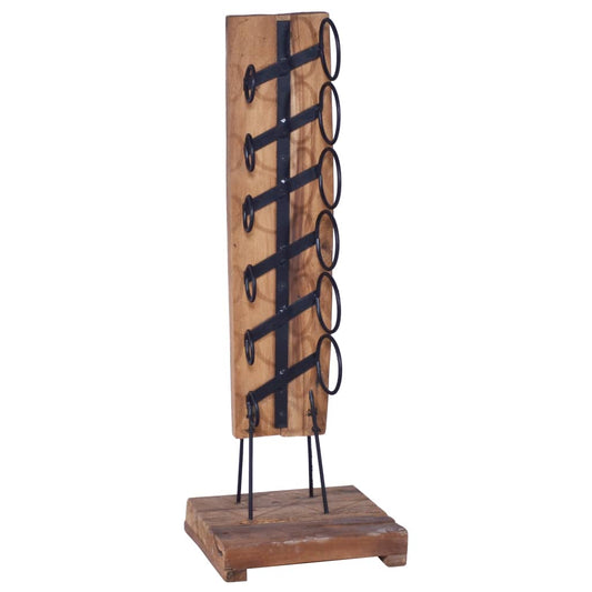 Berkfield Wine Rack for 6 Bottles 35x35x100 cm Solid Teak Wood