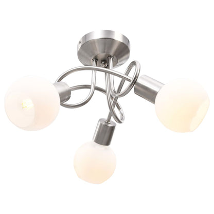 Berkfield Ceiling Lamp with Ceramic Shades for 3 E14 Bulbs White Bowl