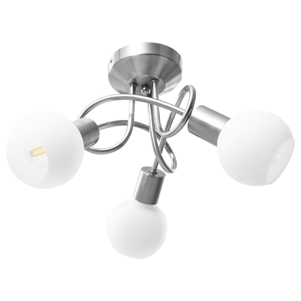 Berkfield Ceiling Lamp with Ceramic Shades for 3 E14 Bulbs White Bowl