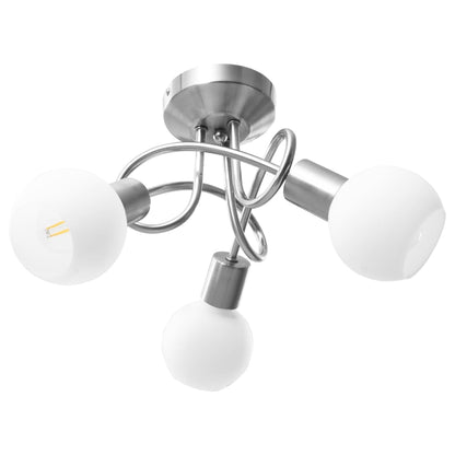 Berkfield Ceiling Lamp with Ceramic Shades for 3 E14 Bulbs White Bowl