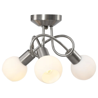 Berkfield Ceiling Lamp with Ceramic Shades for 3 E14 Bulbs White Bowl