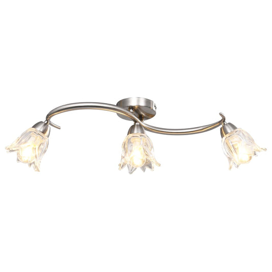 Berkfield Ceiling Lamp with Transparent Glass Shades for 3 E14 Bulbs Tulip