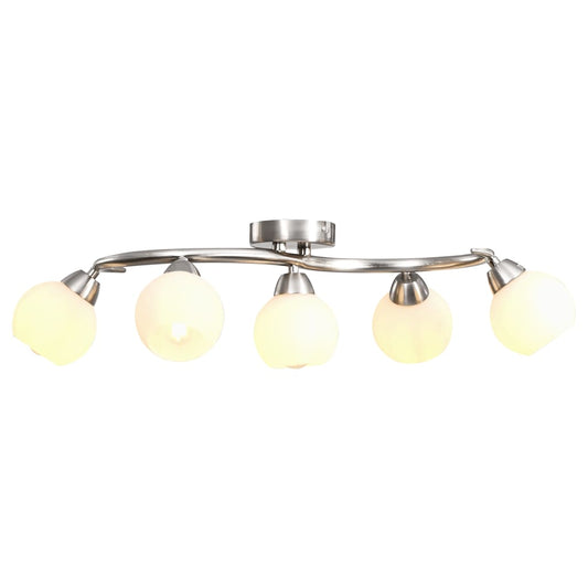 Berkfield Ceiling Lamp with Ceramic Shades for 5 E14 Bulbs White Bowl