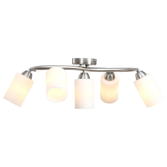 Berkfield Ceiling Lamp with Ceramic Shades for 5 E14 Bulbs White Cone
