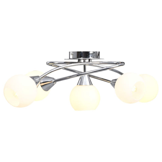 Berkfield Ceiling Lamp with Ceramic Shades for 5 E14 Bulbs White Bowl
