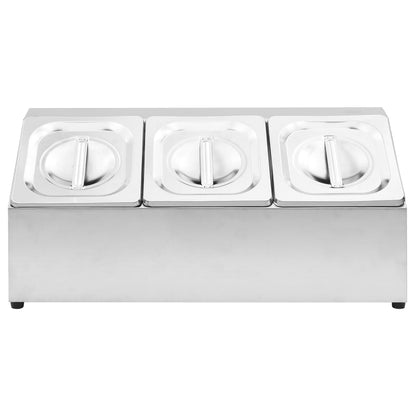 Berkfield Gastronorm Container Holder with 3 GN 1/6 Pan Stainless Steel