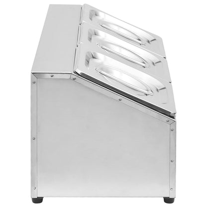 Berkfield Gastronorm Container Holder with 3 GN 1/6 Pan Stainless Steel