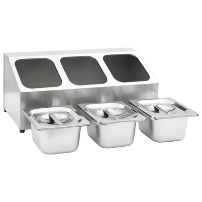 Berkfield Gastronorm Container Holder with 3 GN 1/6 Pan Stainless Steel