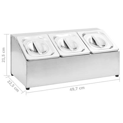 Berkfield Gastronorm Container Holder with 3 GN 1/6 Pan Stainless Steel