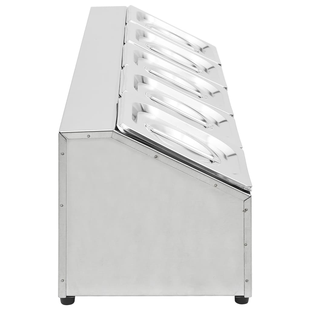 Berkfield Gastronorm Container Holder with 5 GN 1/6 Pan Stainless Steel