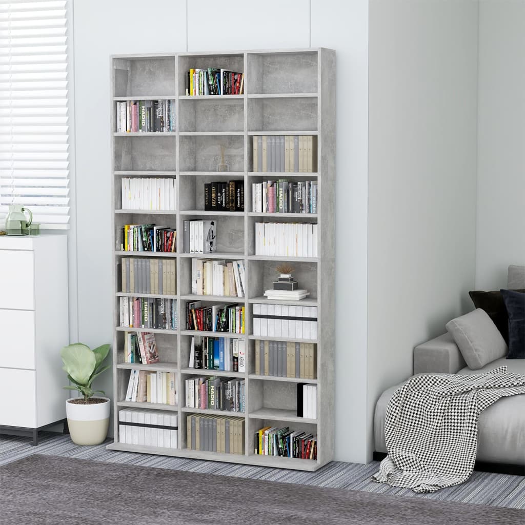 Berkfield CD Cabinet Concrete Grey 102x16x177.5 cm Engineered Wood