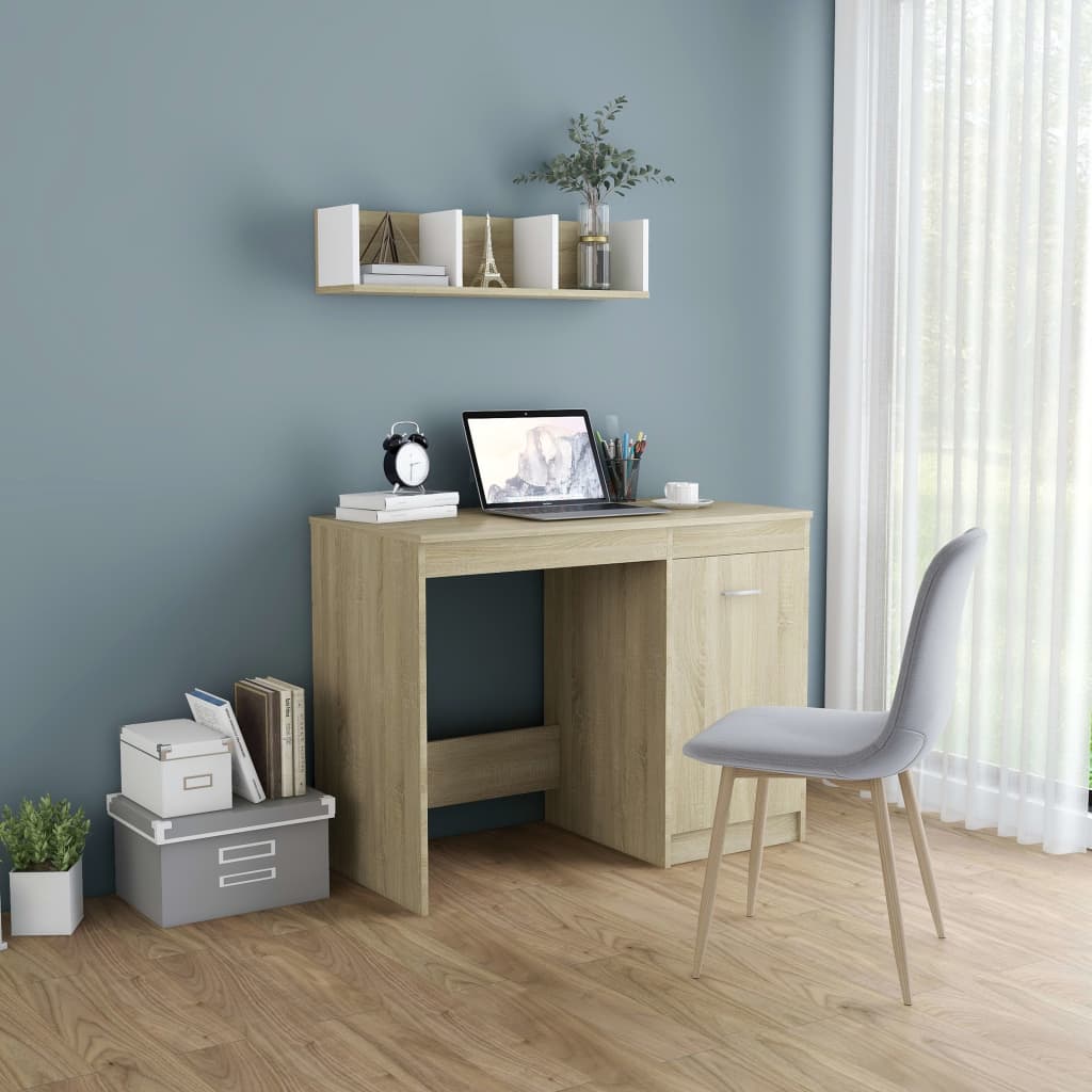 Berkfield Desk Sonoma Oak 100x50x76 cm Engineered Wood
