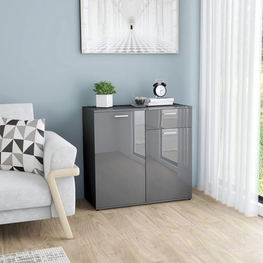Berkfield Sideboard High Gloss Grey 80x36x75 cm Engineered Wood