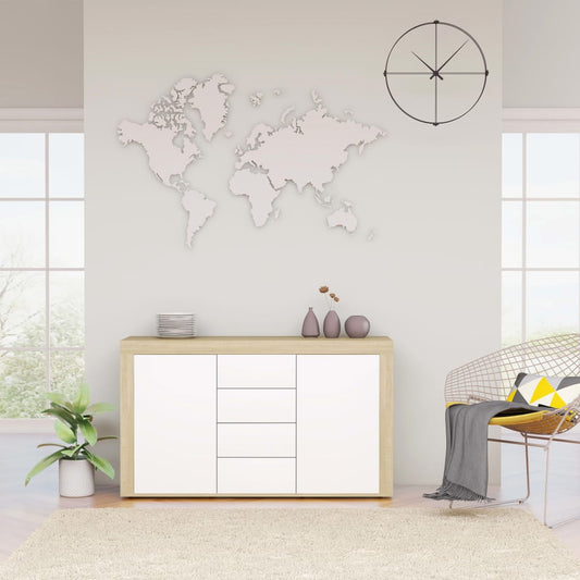 Berkfield Sideboard White and Sonoma Oak 120x36x69 cm Engineered Wood