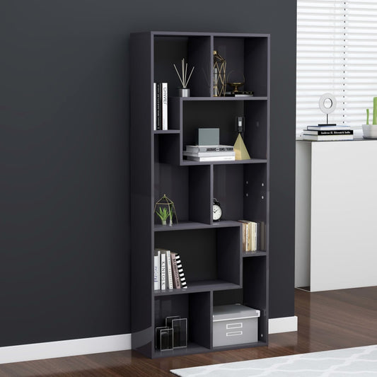 Berkfield Book Cabinet High Gloss Grey 67x24x161 cm Engineered Wood