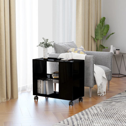 Berkfield Side Table High Gloss Black 70x35x55 cm Engineered Wood