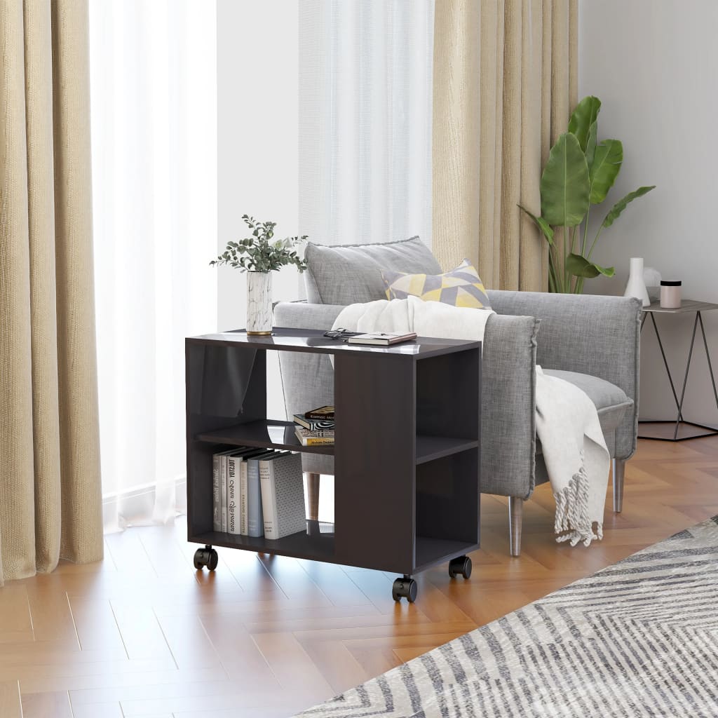 Berkfield Side Table High Gloss Grey 70x35x55 cm Engineered Wood
