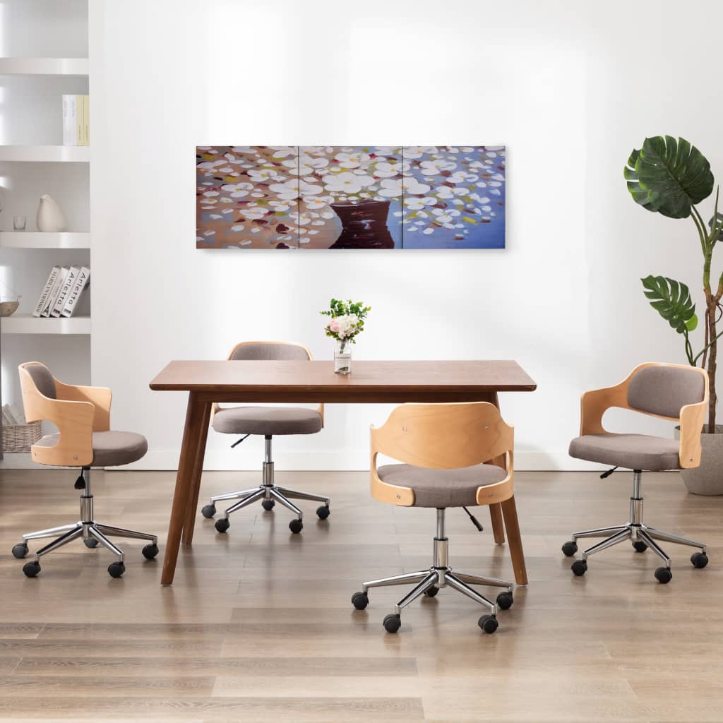 Berkfield Canvas Wall Print Set Flowers in a Vase Multicolour 120x40 cm