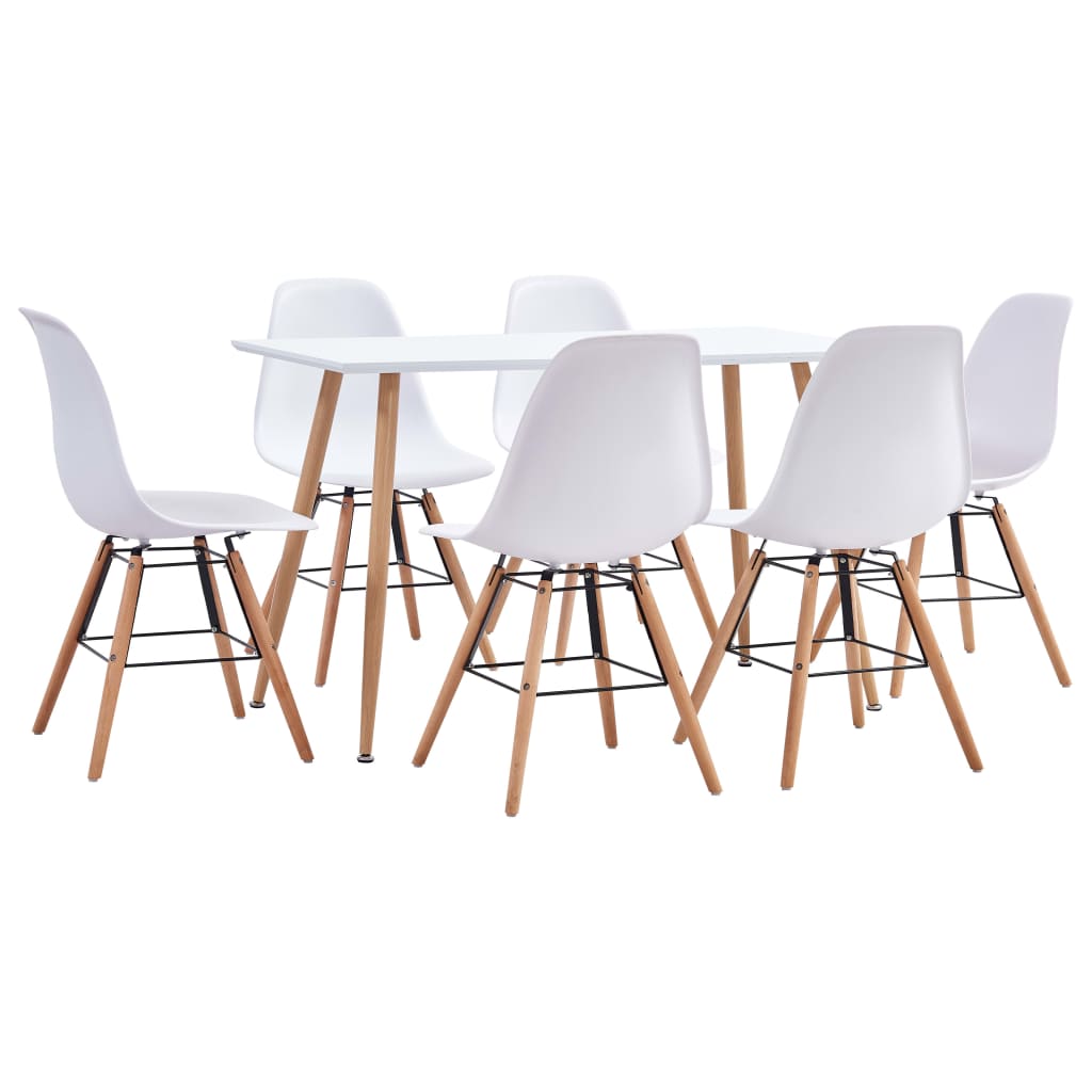 Berkfield 7 Piece Dining Set Plastic White