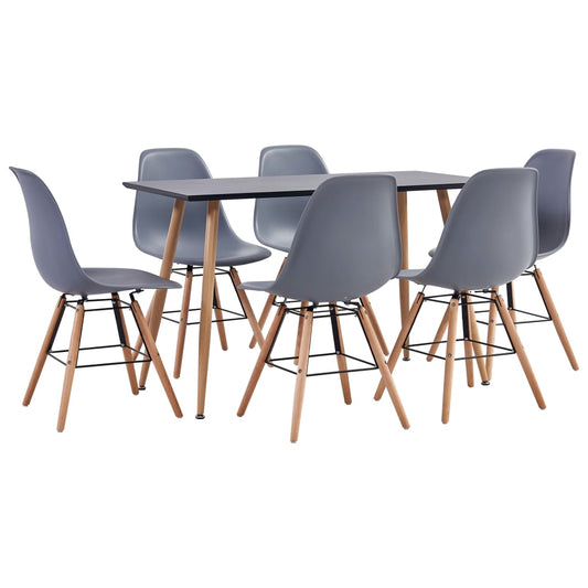 Berkfield 7 Piece Dining Set Plastic Grey