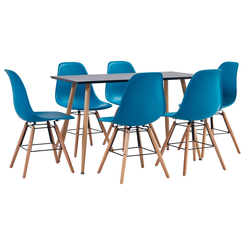 Berkfield 7 Piece Dining Set Plastic Turquoise