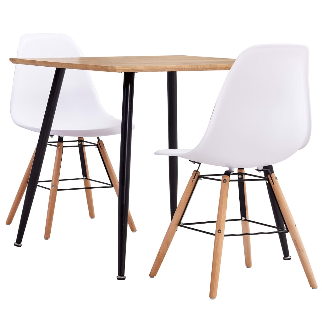 Berkfield 3 Piece Dining Set Plastic White