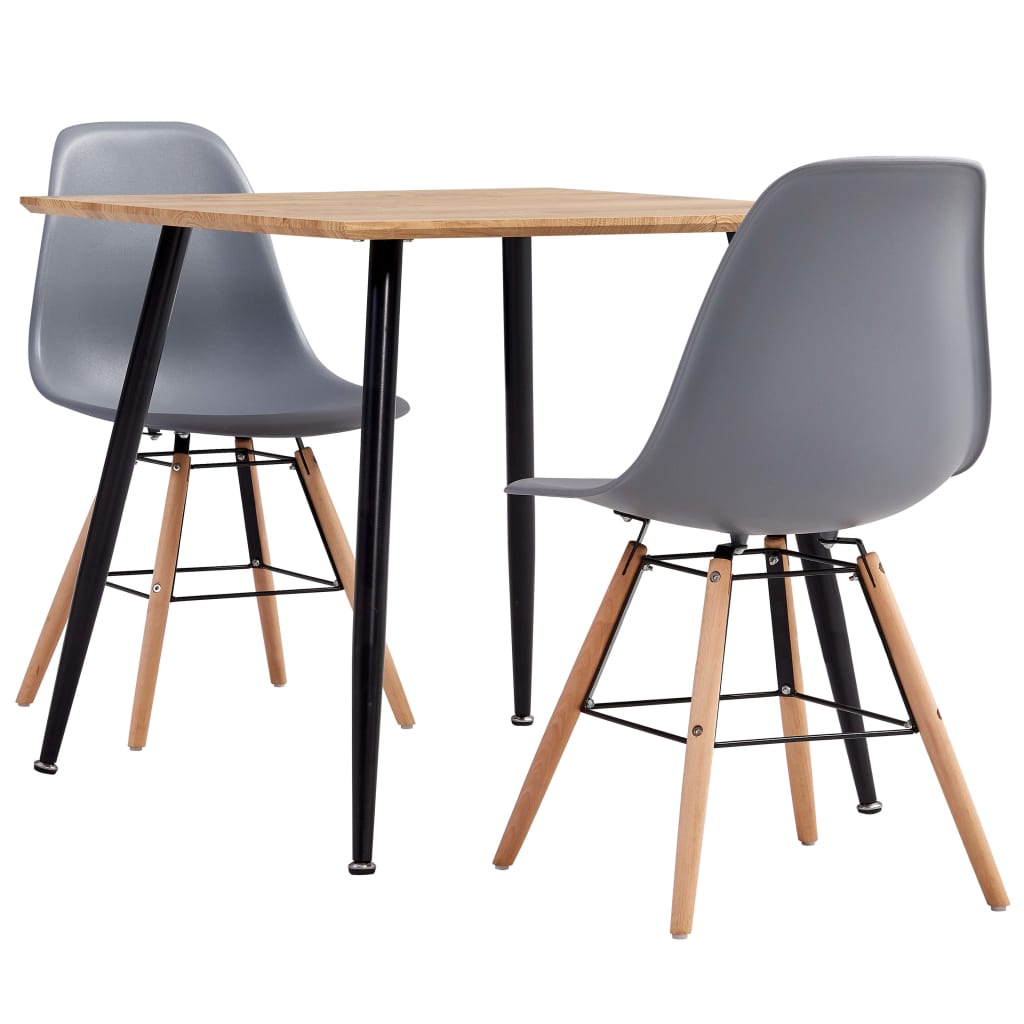 Berkfield 3 Piece Dining Set Plastic Grey