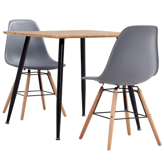 Berkfield 3 Piece Dining Set Plastic Grey