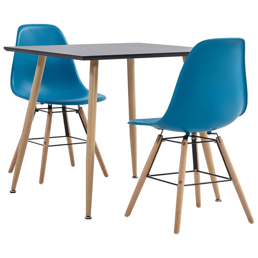 Berkfield 3 Piece Dining Set Plastic Turquoise